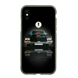 Чехол iPhone XS Max матовый Мощная спортивная машина Oldsmobile Cutlass, цвет: 3D-темно-зеленый