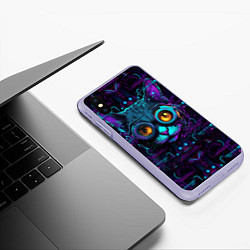 Чехол iPhone XS Max матовый Cat - cyberpunk style, цвет: 3D-светло-сиреневый — фото 2