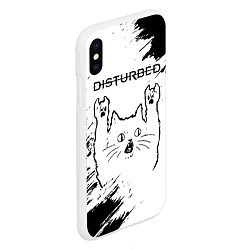 Чехол iPhone XS Max матовый Disturbed рок кот на светлом фоне, цвет: 3D-белый — фото 2