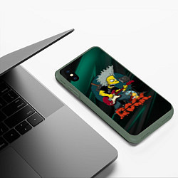 Чехол iPhone XS Max матовый Rock music Simpsons, цвет: 3D-темно-зеленый — фото 2