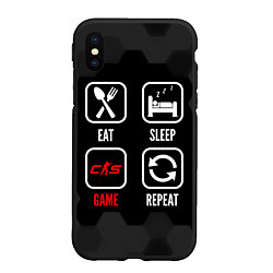 Чехол iPhone XS Max матовый Eat, sleep, Counter-Strike 2, repeat, цвет: 3D-черный