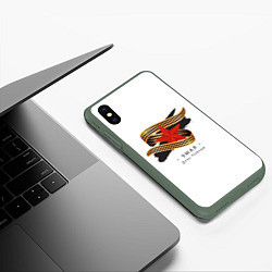 Чехол iPhone XS Max матовый 9 мая - георгиевская лента с красной звездой, цвет: 3D-темно-зеленый — фото 2