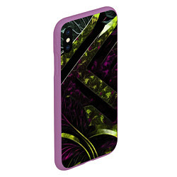 Чехол iPhone XS Max матовый Темные фиолетовые и зеленые вставки, цвет: 3D-фиолетовый — фото 2
