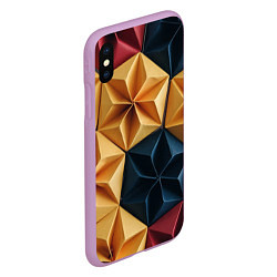 Чехол iPhone XS Max матовый Геометрические ромбические фигуры, цвет: 3D-сиреневый — фото 2