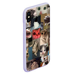 Чехол iPhone XS Max матовый Мемные котики, цвет: 3D-светло-сиреневый — фото 2