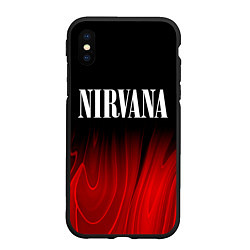 Чехол iPhone XS Max матовый Nirvana red plasma, цвет: 3D-черный