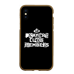 Чехол iPhone XS Max матовый Obladaet - players club members надпись, цвет: 3D-коричневый