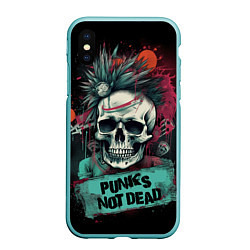 Чехол iPhone XS Max матовый Punks not dead, цвет: 3D-мятный