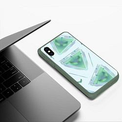 Чехол iPhone XS Max матовый Луна в треугольнике, цвет: 3D-темно-зеленый — фото 2