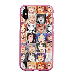 Чехол iPhone XS Max матовый Anime hentai ahegao manga, цвет: 3D-малиновый