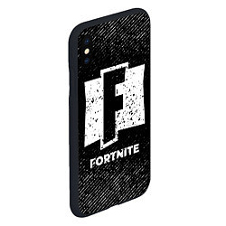 Чехол iPhone XS Max матовый Fortnite с потертостями на темном фоне, цвет: 3D-черный — фото 2