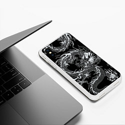 Чехол iPhone XS Max матовый Татуировка японского дракона, цвет: 3D-белый — фото 2