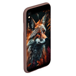 Чехол iPhone XS Max матовый Рыжий лис на осеннем фоне, цвет: 3D-коричневый — фото 2