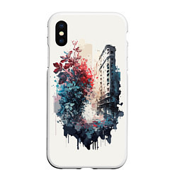 Чехол iPhone XS Max матовый Цветы в Москве - коллекция Бело-сине-красный - Хуф, цвет: 3D-белый