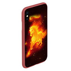 Чехол iPhone XS Max матовый Огненный конь мчится, цвет: 3D-красный — фото 2