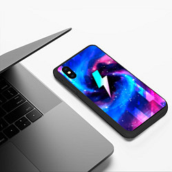 Чехол iPhone XS Max матовый AC DC неоновый космос, цвет: 3D-черный — фото 2