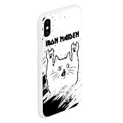 Чехол iPhone XS Max матовый Iron Maiden рок кот на светлом фоне, цвет: 3D-белый — фото 2