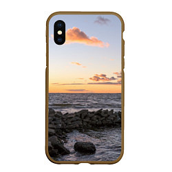 Чехол iPhone XS Max матовый Закат солнца на Финском заливе, цвет: 3D-коричневый