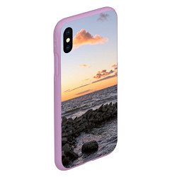 Чехол iPhone XS Max матовый Закат солнца на Финском заливе, цвет: 3D-сиреневый — фото 2