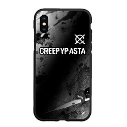 Чехол iPhone XS Max матовый CreepyPasta glitch на темном фоне: символ сверху, цвет: 3D-черный