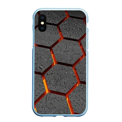 Чехол iPhone XS Max матовый Металлические плиты и лава, цвет: 3D-голубой