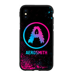 Чехол iPhone XS Max матовый Aerosmith - neon gradient, цвет: 3D-черный