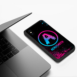 Чехол iPhone XS Max матовый Aerosmith - neon gradient, цвет: 3D-черный — фото 2