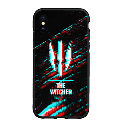 Чехол iPhone XS Max матовый The Witcher в стиле glitch и баги графики на темно, цвет: 3D-черный