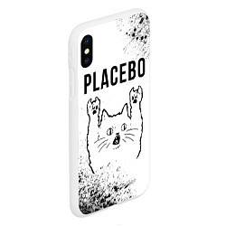 Чехол iPhone XS Max матовый Placebo рок кот на светлом фоне, цвет: 3D-белый — фото 2