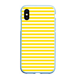 Чехол iPhone XS Max матовый Светло-желтые полосы, цвет: 3D-голубой