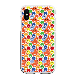 Чехол iPhone XS Max матовый Смайлы-пузырьки, цвет: 3D-белый