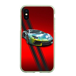 Чехол iPhone XS Max матовый Итальянский суперкар Lamborghini Reventon, цвет: 3D-салатовый
