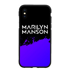 Чехол iPhone XS Max матовый Marilyn Manson purple grunge, цвет: 3D-черный
