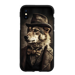 Чехол iPhone XS Max матовый Волк - винтажное фото, цвет: 3D-черный