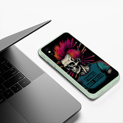 Чехол iPhone XS Max матовый Панк в ярких красках, цвет: 3D-салатовый — фото 2