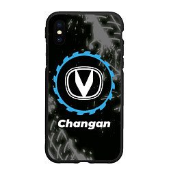 Чехол iPhone XS Max матовый Changan в стиле Top Gear со следами шин на фоне, цвет: 3D-черный