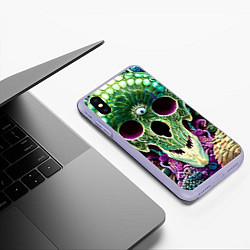 Чехол iPhone XS Max матовый Череп аквамарин, цвет: 3D-светло-сиреневый — фото 2