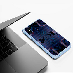 Чехол iPhone XS Max матовый Электросхема, цвет: 3D-голубой — фото 2