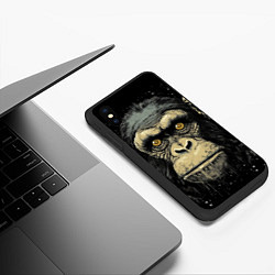 Чехол iPhone XS Max матовый Портрет обезьяны: арт нейросети, цвет: 3D-черный — фото 2