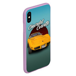 Чехол iPhone XS Max матовый Американский спорткар Chevrolet Corvette Stingray, цвет: 3D-сиреневый — фото 2