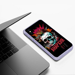 Чехол iPhone XS Max матовый Анархия череп, цвет: 3D-светло-сиреневый — фото 2