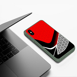 Чехол iPhone XS Max матовый Геометрическая униформа - красная, цвет: 3D-темно-зеленый — фото 2