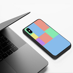 Чехол iPhone XS Max матовый Разноцветные квадраты и прямоугольники, цвет: 3D-черный — фото 2