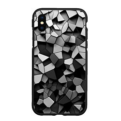 Чехол iPhone XS Max матовый Серые стальные плиты, цвет: 3D-черный