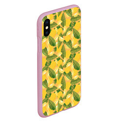 Чехол iPhone XS Max матовый Летний паттерн с ананасами, цвет: 3D-розовый — фото 2