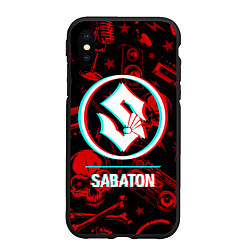 Чехол iPhone XS Max матовый Sabaton rock glitch, цвет: 3D-черный