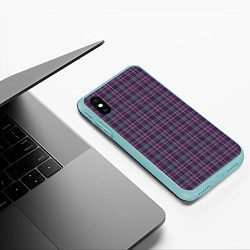 Чехол iPhone XS Max матовый Джентльмены Шотландка темно-фиолетовая, цвет: 3D-мятный — фото 2
