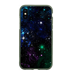 Чехол iPhone XS Max матовый Космос Звёздное небо, цвет: 3D-темно-зеленый