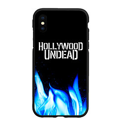 Чехол iPhone XS Max матовый Hollywood Undead blue fire, цвет: 3D-черный