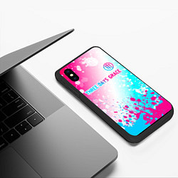 Чехол iPhone XS Max матовый Three Days Grace neon gradient style: символ сверх, цвет: 3D-черный — фото 2